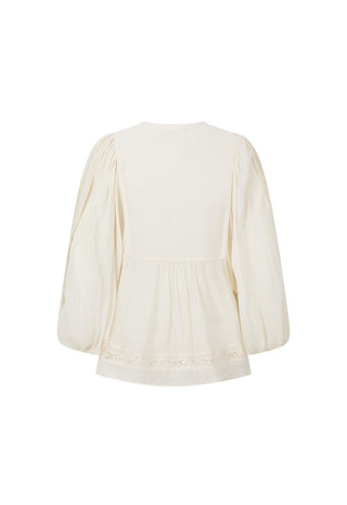an-off-white-long-sleeve-blouse-with-voluminous-balloon-sleeves-and-a-gathered-peplum-hem-shown-from-the-back-on-a-plain-white-background