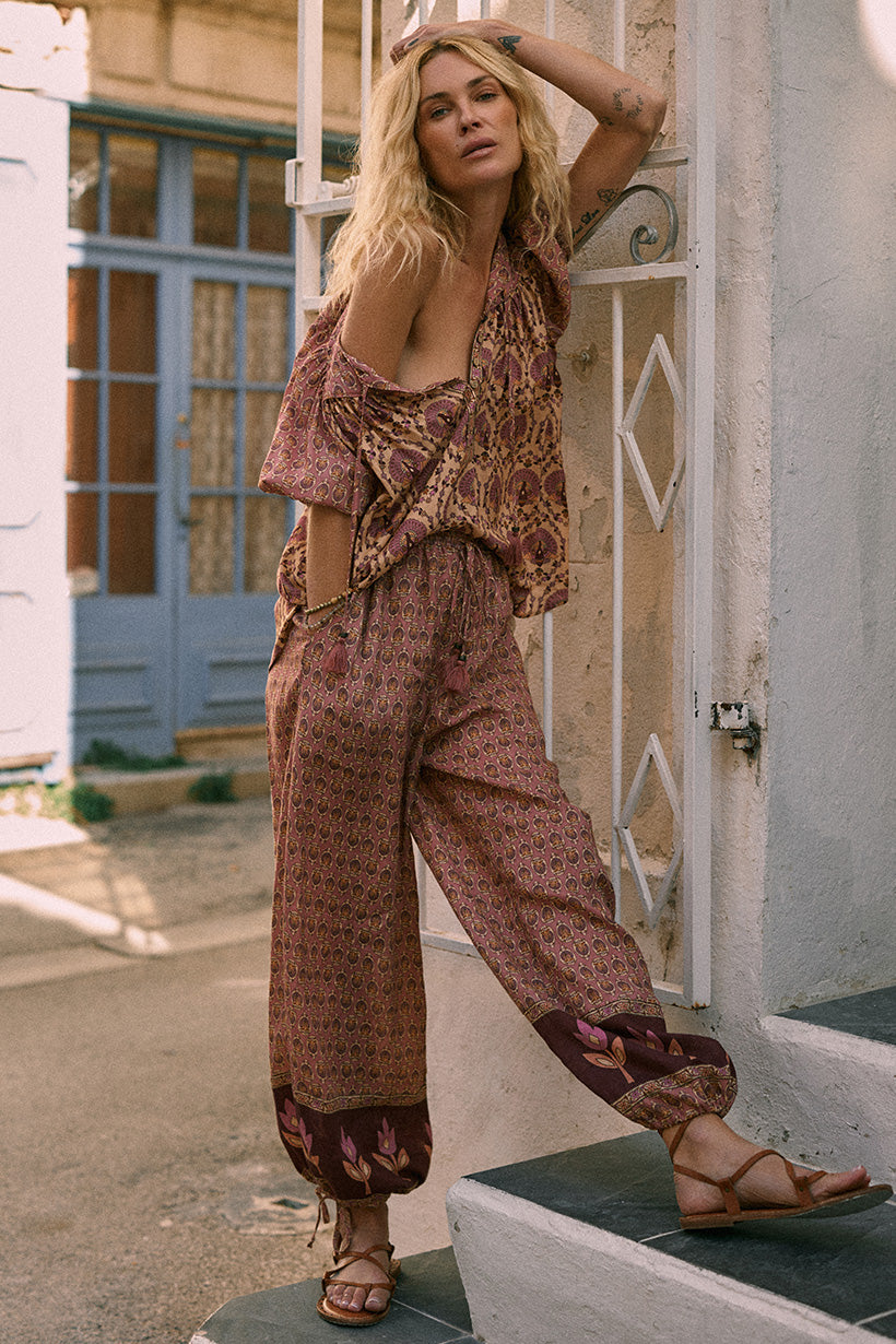 Bohemian harem pants best sale