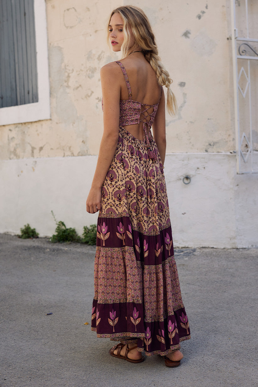 NWT SPELL & selling THE GYPSY x FP PORTOBELLO ROAD STRAPPY MAXI DRESS WINE SIZE XS