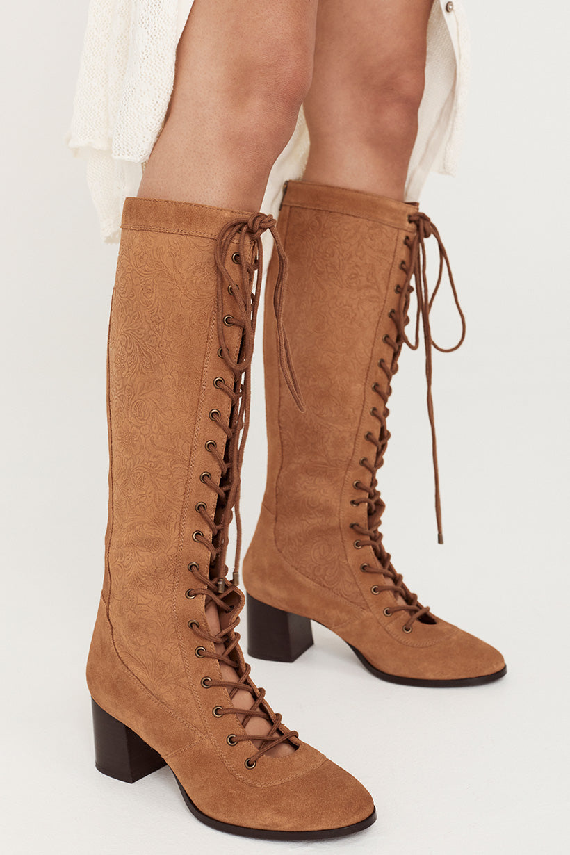 Lace suede boots online