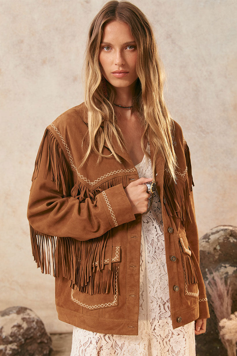 Fearless Heart Suede Fringe Jacket – SPELL