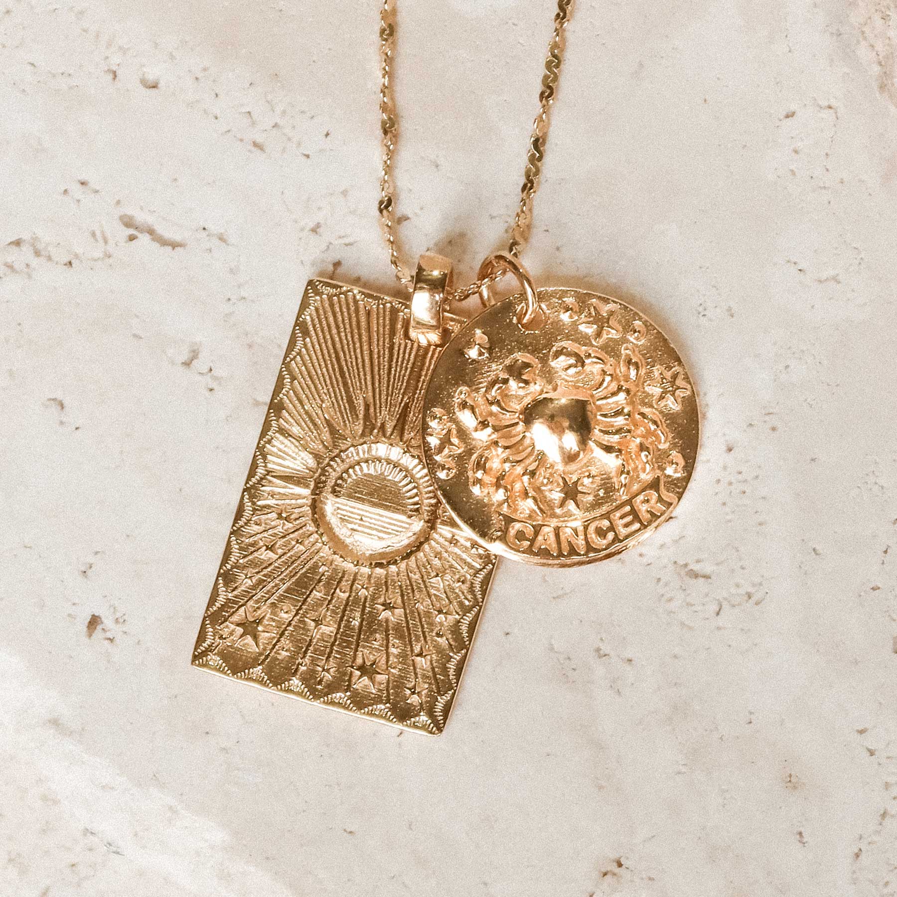Gold Zodiac Symbol Pendant Necklace - Cancer | Icing US
