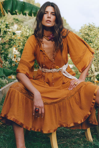 spell brown dress SPELL Lou Lou Knit Gown - Cacao