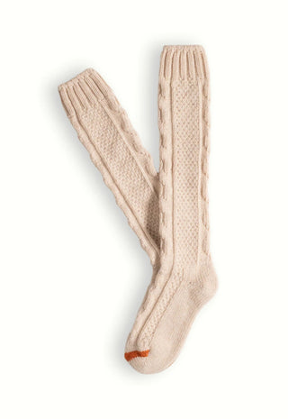 Thunders Love - Wool Collection High Knee Cable Knit Socks - Raw White